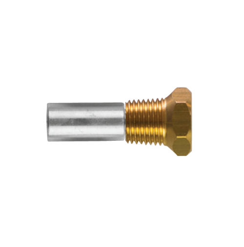 Pencil anode complete with brass plug th.1/4'' bspt for Bukh -  Ø 10 L.18  - 02053T - Tecnoseal